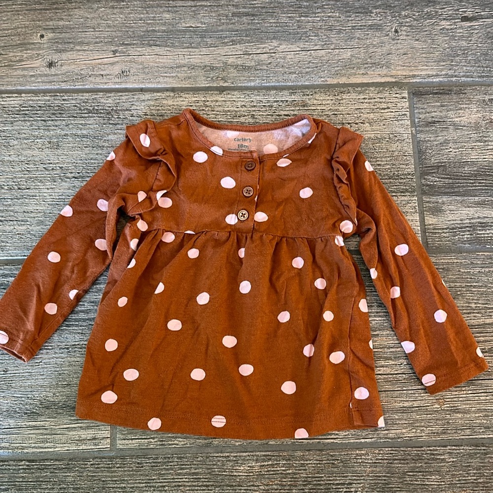 Cute Orange Shirt With Light Pink Dots